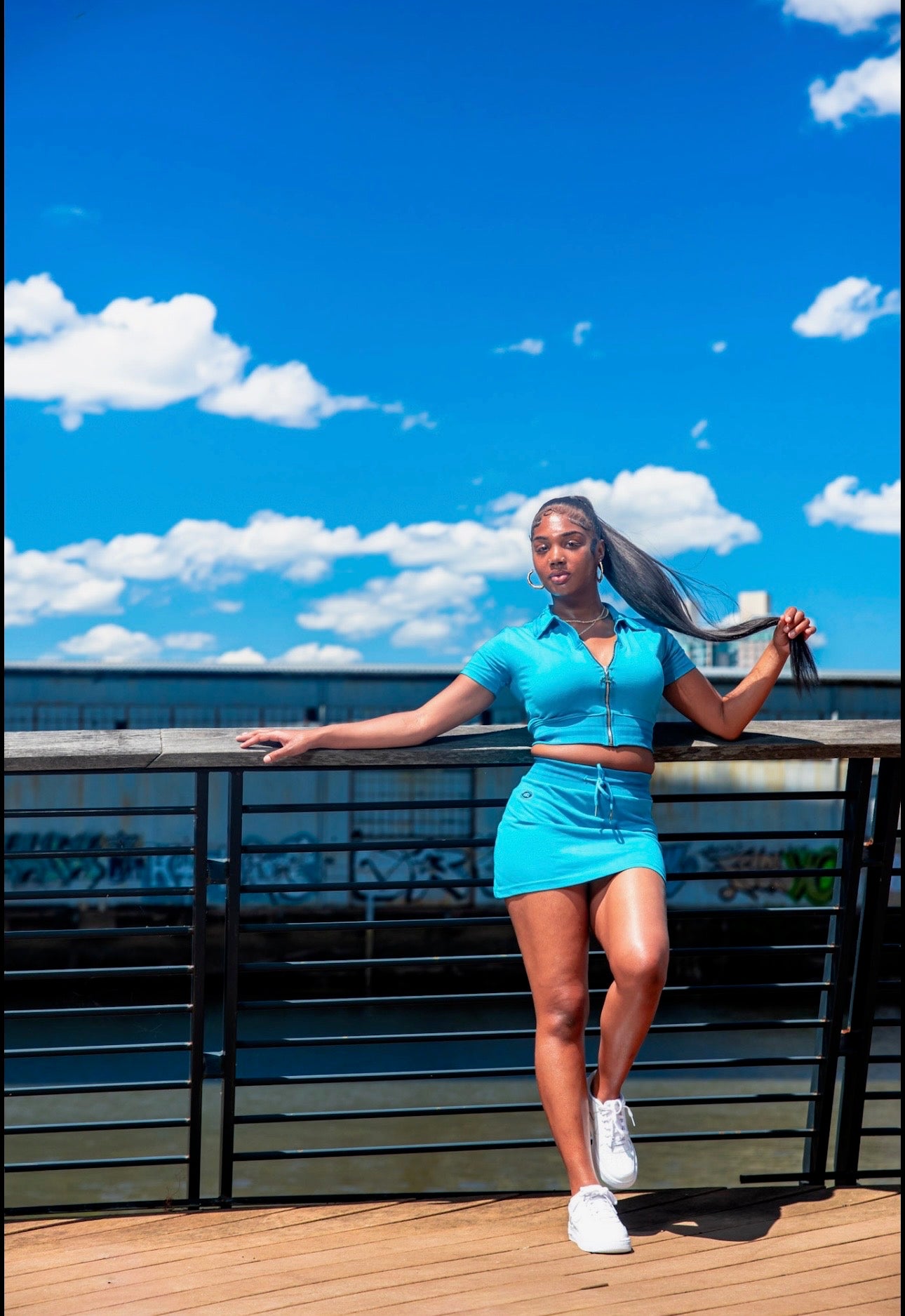 KAOS Women’s Zip Skirt Set – Blue
