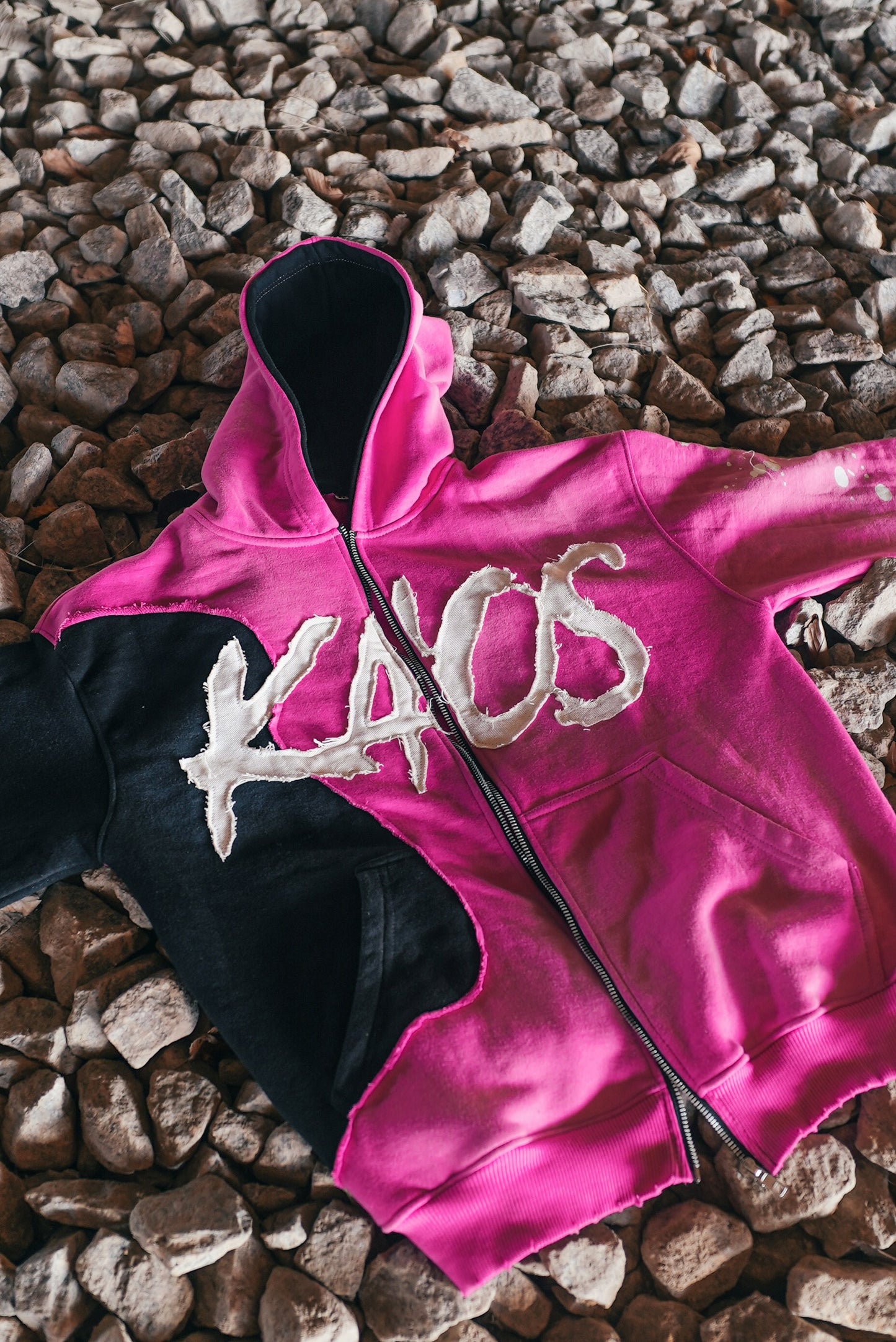 KAOS “Split Reality V1” Distressed Zip-Up Jacket