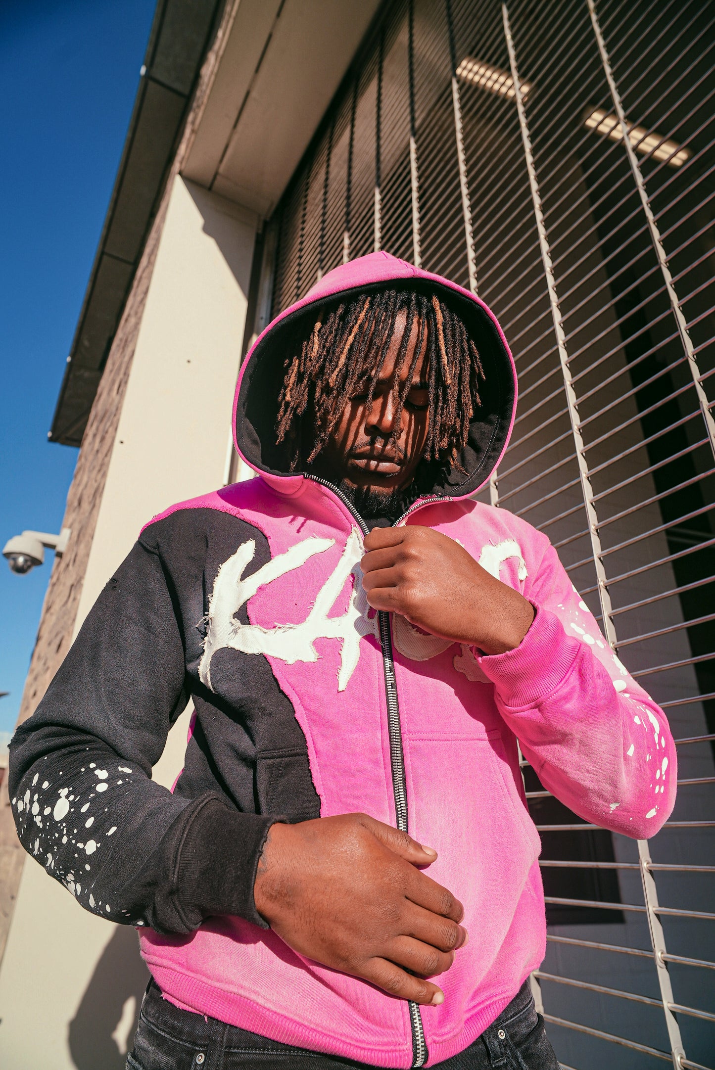 KAOS “Split Reality V1” Distressed Zip-Up Jacket