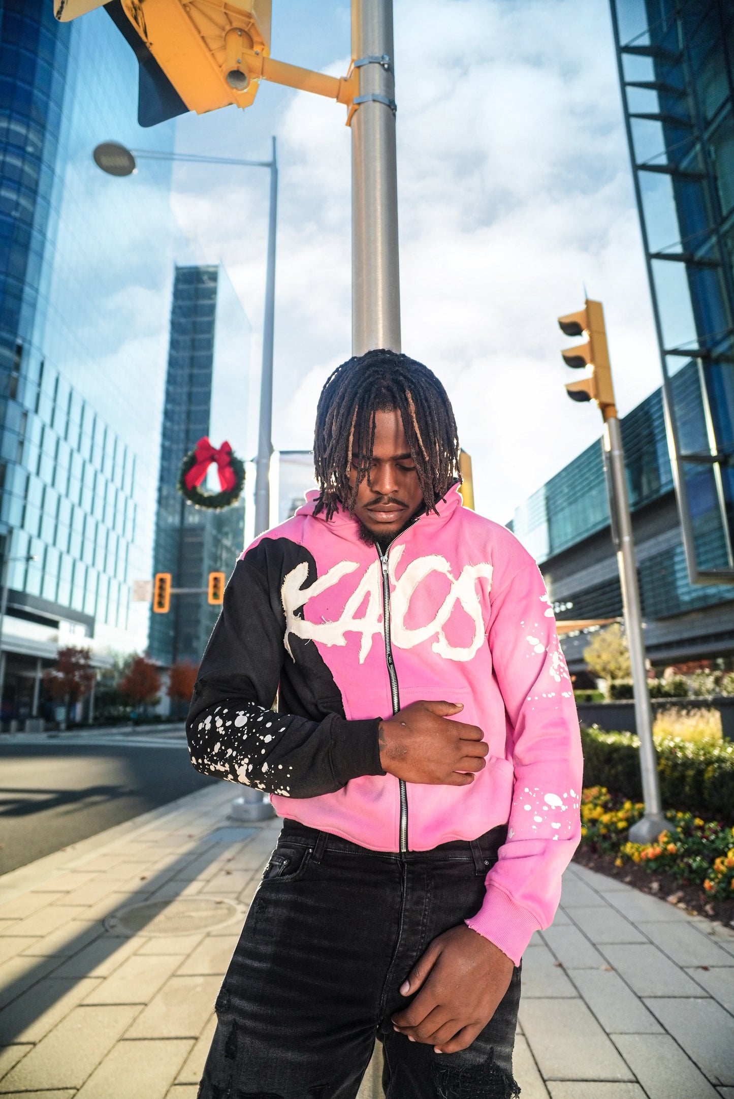 KAOS “Split Reality V1” Distressed Zip-Up Jacket