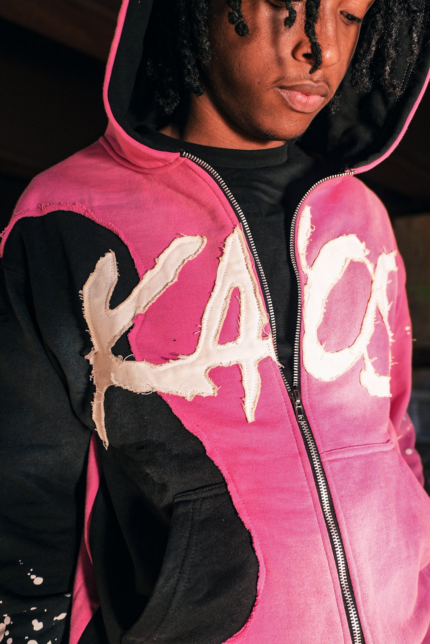 KAOS “Split Reality V1” Distressed Zip-Up Jacket